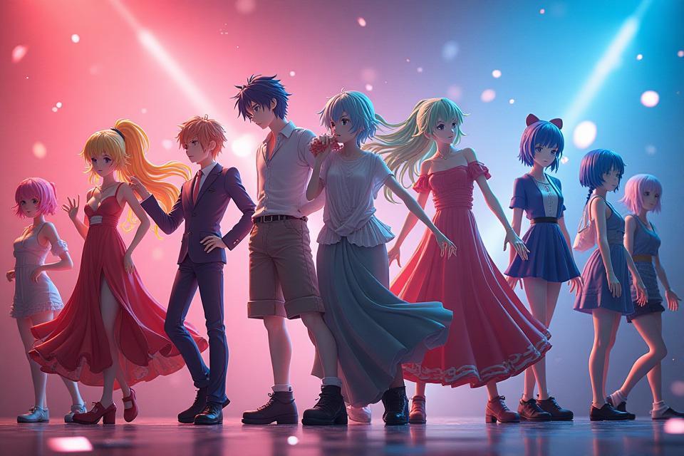 Dynamic image showcasing various anime figures with discount tags